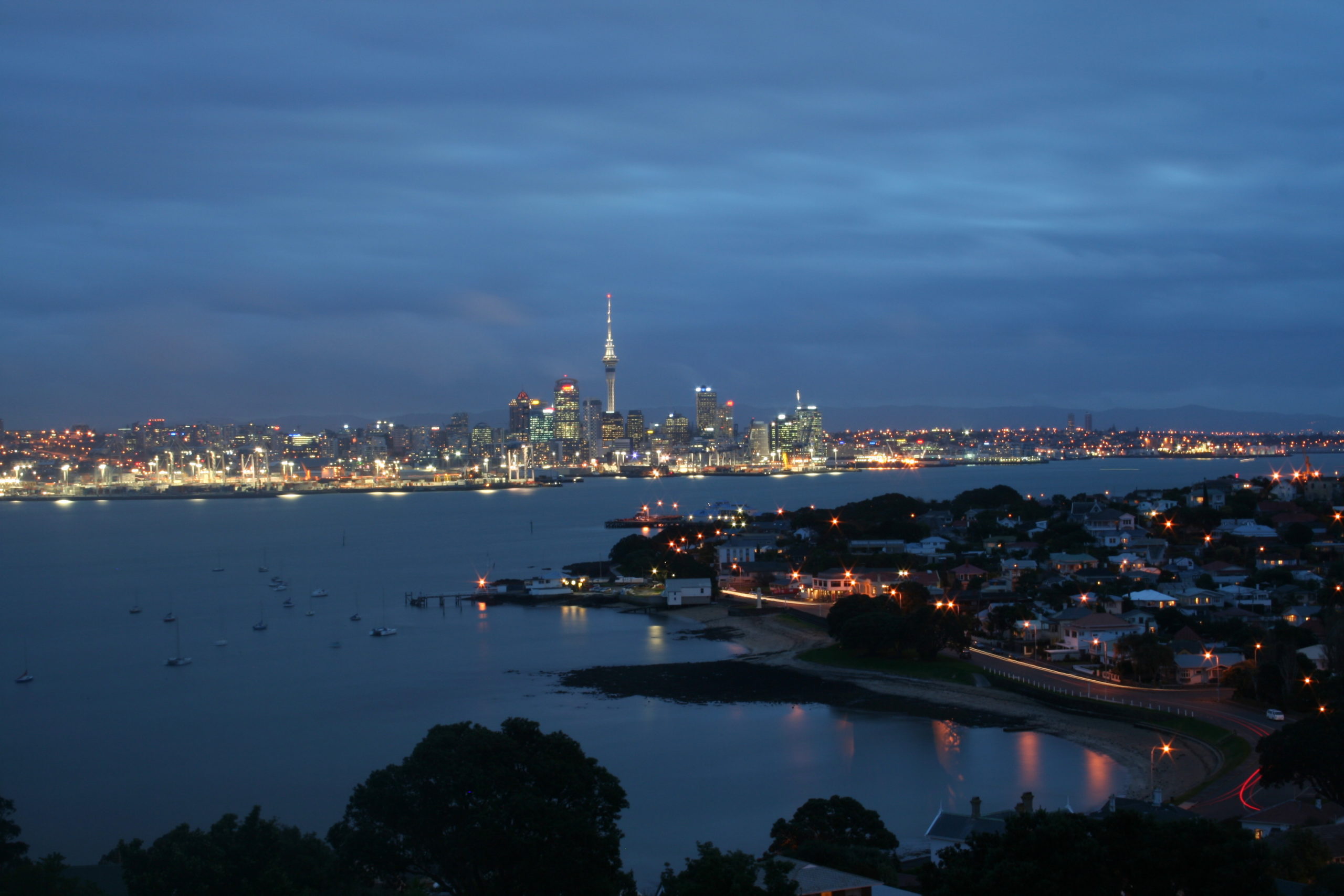 Auckland Harbour at dusk