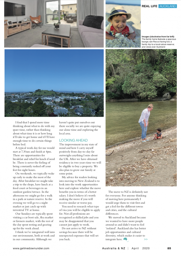 Australia and New Zealand Magazine feature page 2: Andrew Cedillo's move to New Zealand